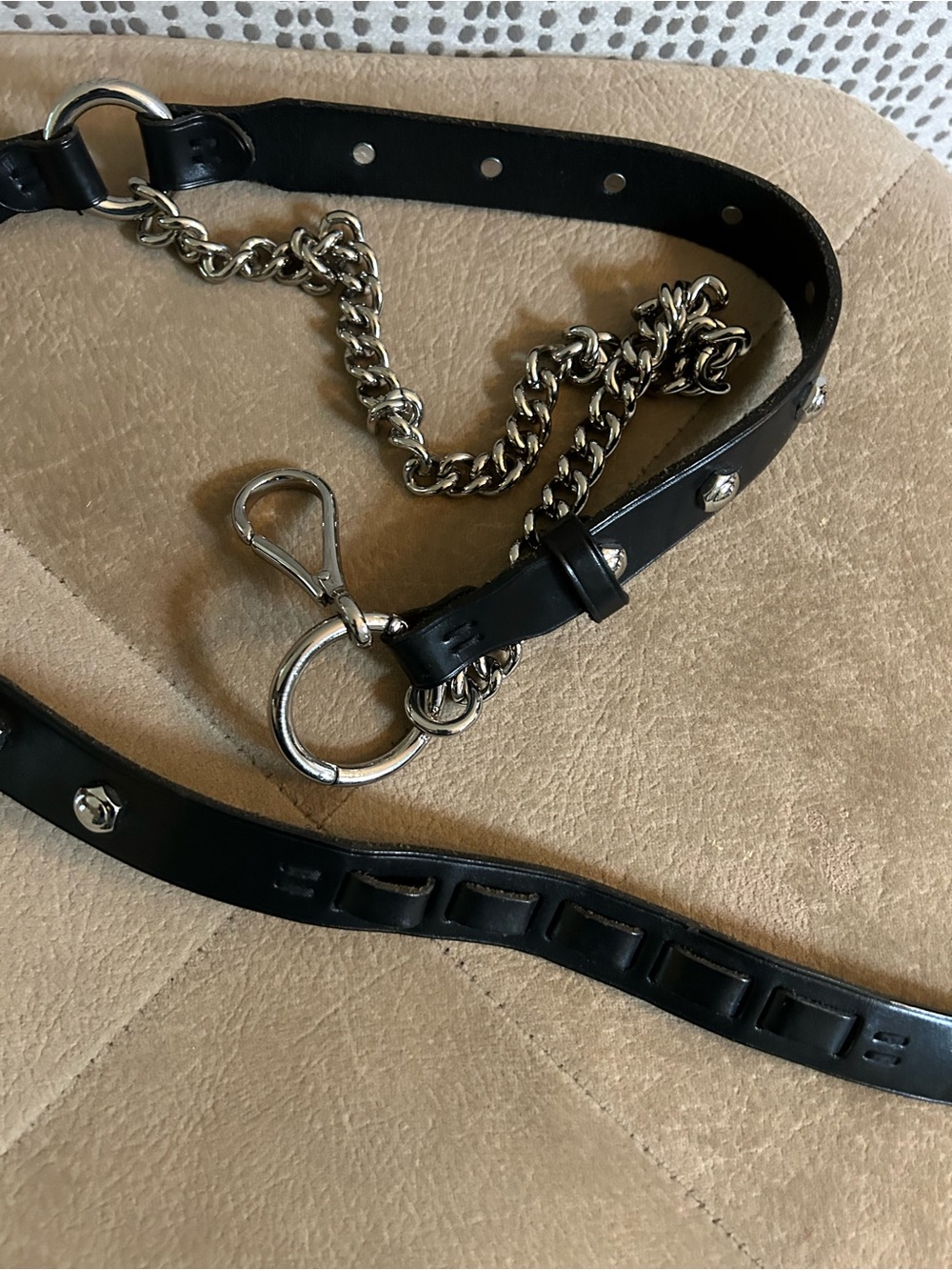 Ralph Lauren Black Leather Belt with Silver Chain Hardware🤩 🔥🎊🥳